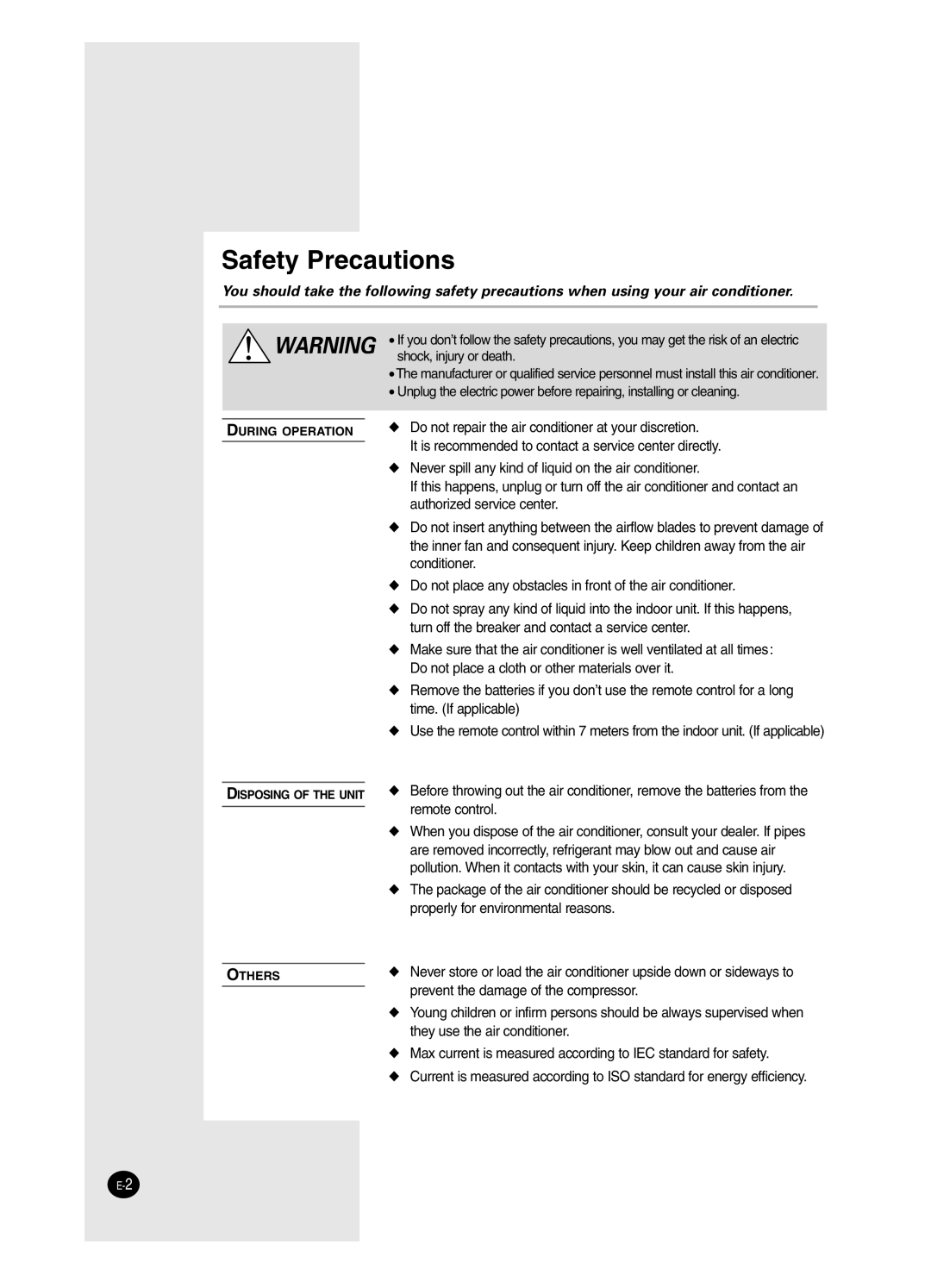 Samsung SH24ZW6/XFO, SH18ZWJ manual Safety Precautions 