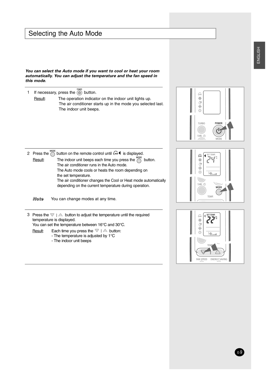 Samsung SH18ZWJ, SH24ZW6/XFO manual Selecting the Auto Mode 