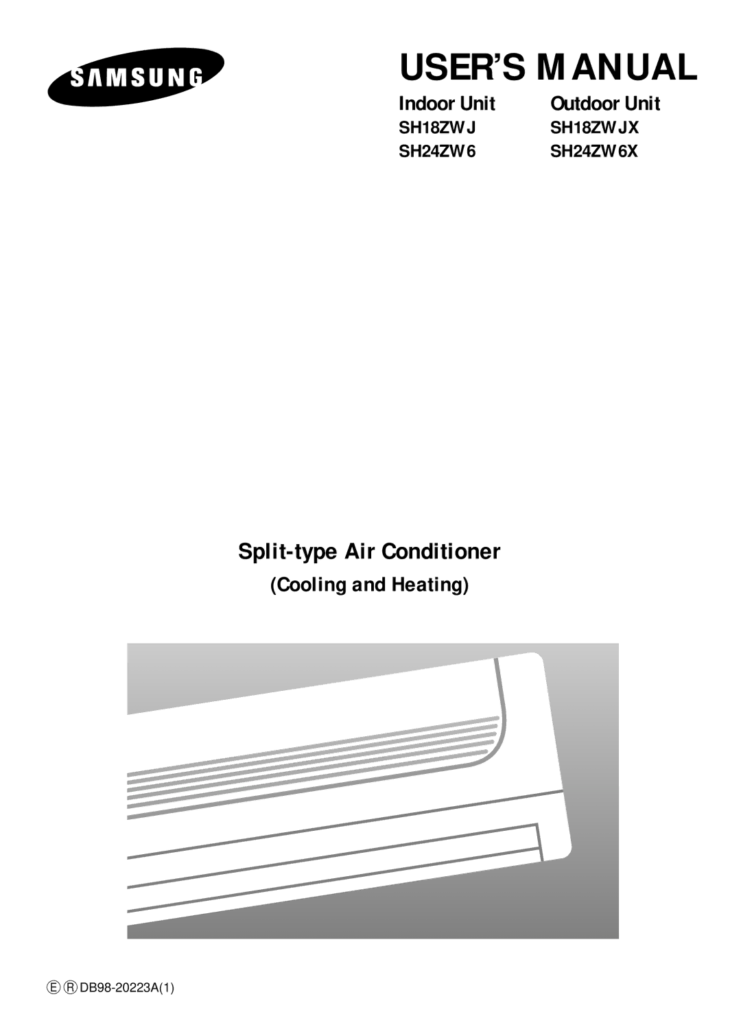 Samsung SH24ZW6/SER, SH18ZWJ/SER, SH18ZWJ/XFO manual USER’S Manual 