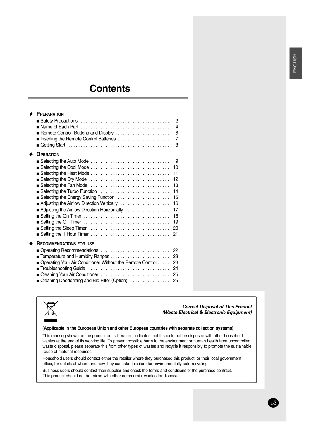 Samsung SH18BW6, SH24BW2 manual Contents 