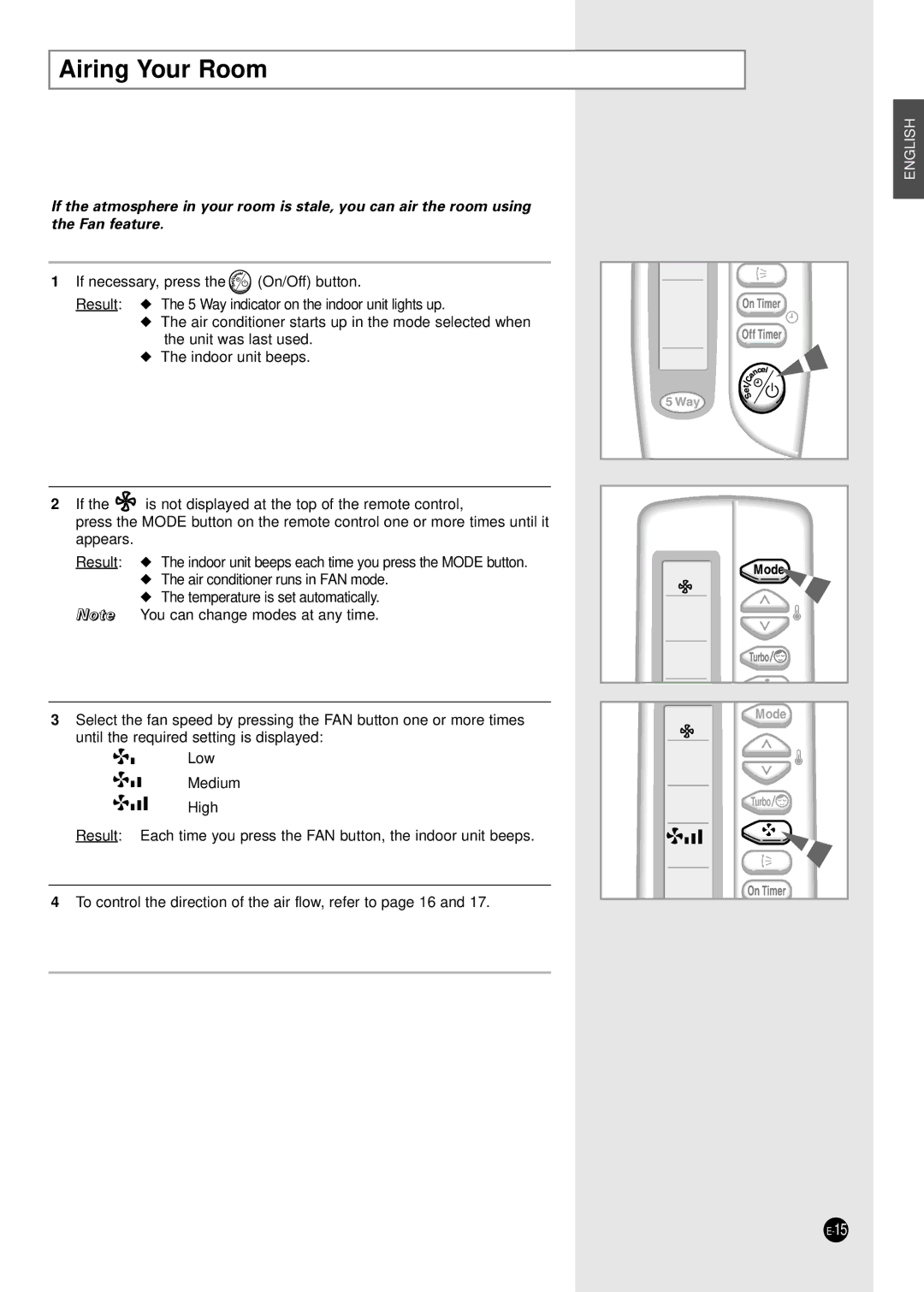 Samsung SH24TA5 manual Airing Your Room 