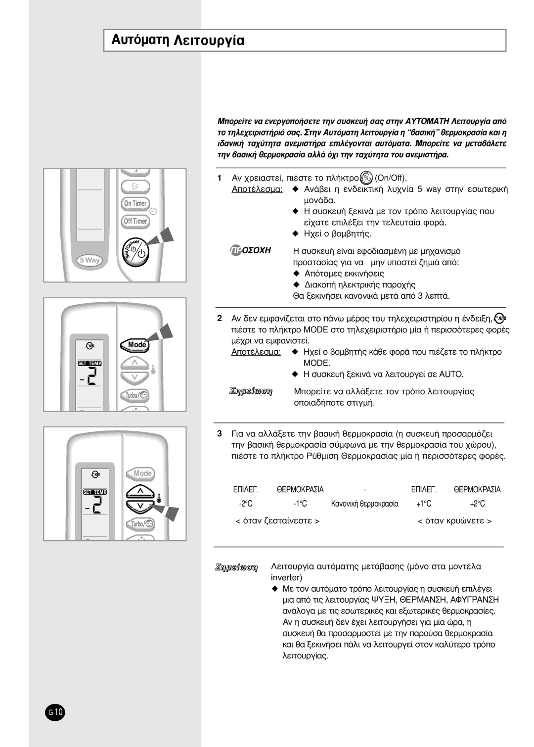 Samsung SH12ZBBX, SH24TA6DX manual ˘ÙﬁÌ·ÙË §ÂÈÙÔ˘ÚÁ›·, Ôù¤Ïâûì·, ›¯·Ùâ Âèï¤Íâè Ùëó Ùâïâ˘Ù·›· Êôú¿, ¤¯Úè Ó· Âìê·Óèûùâ› 