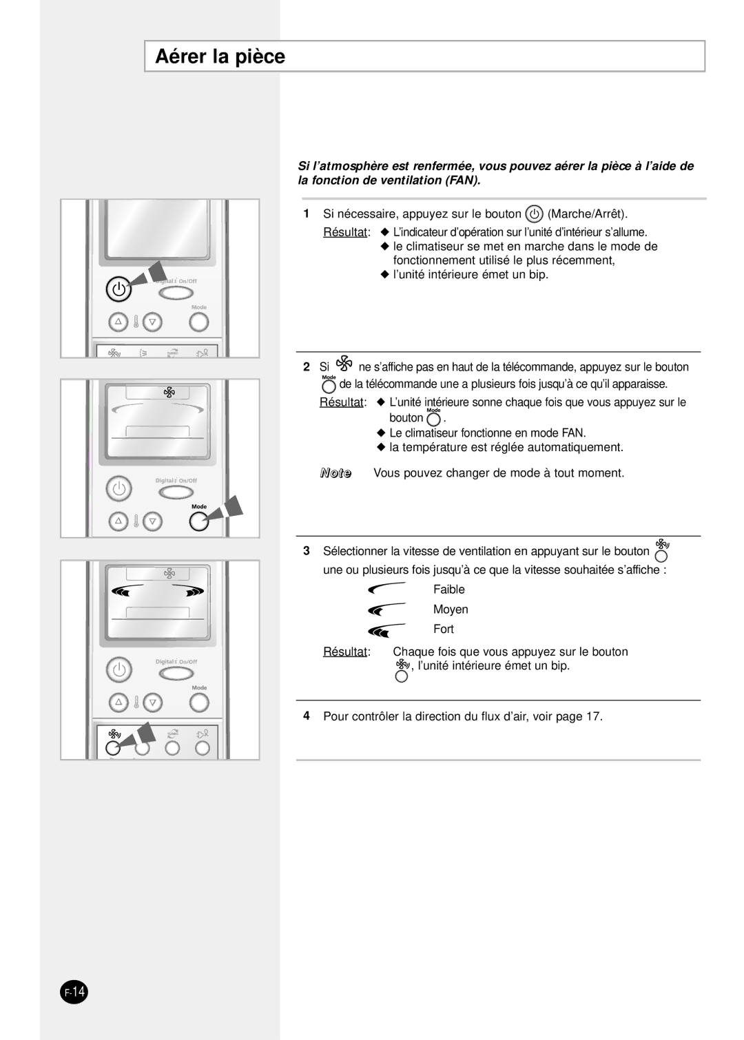 Samsung SH24TP6 manual Aérer la pièce 