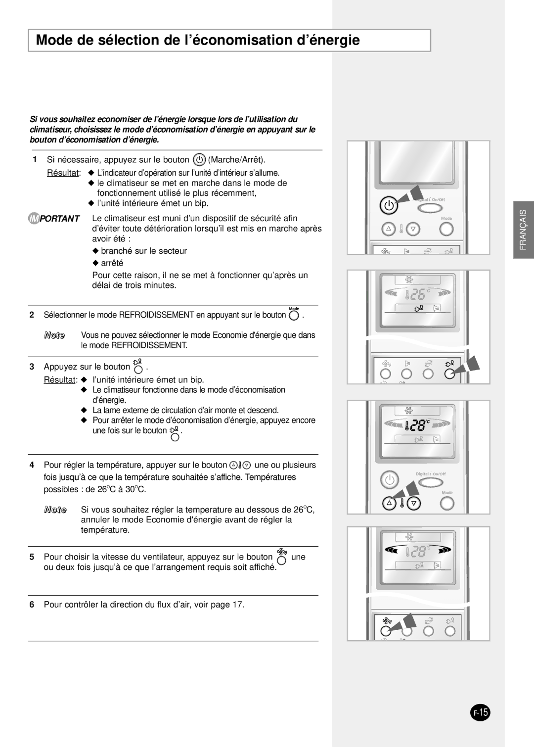 Samsung SH24TP6 manual Mode de sélection de l’économisation d’énergie 