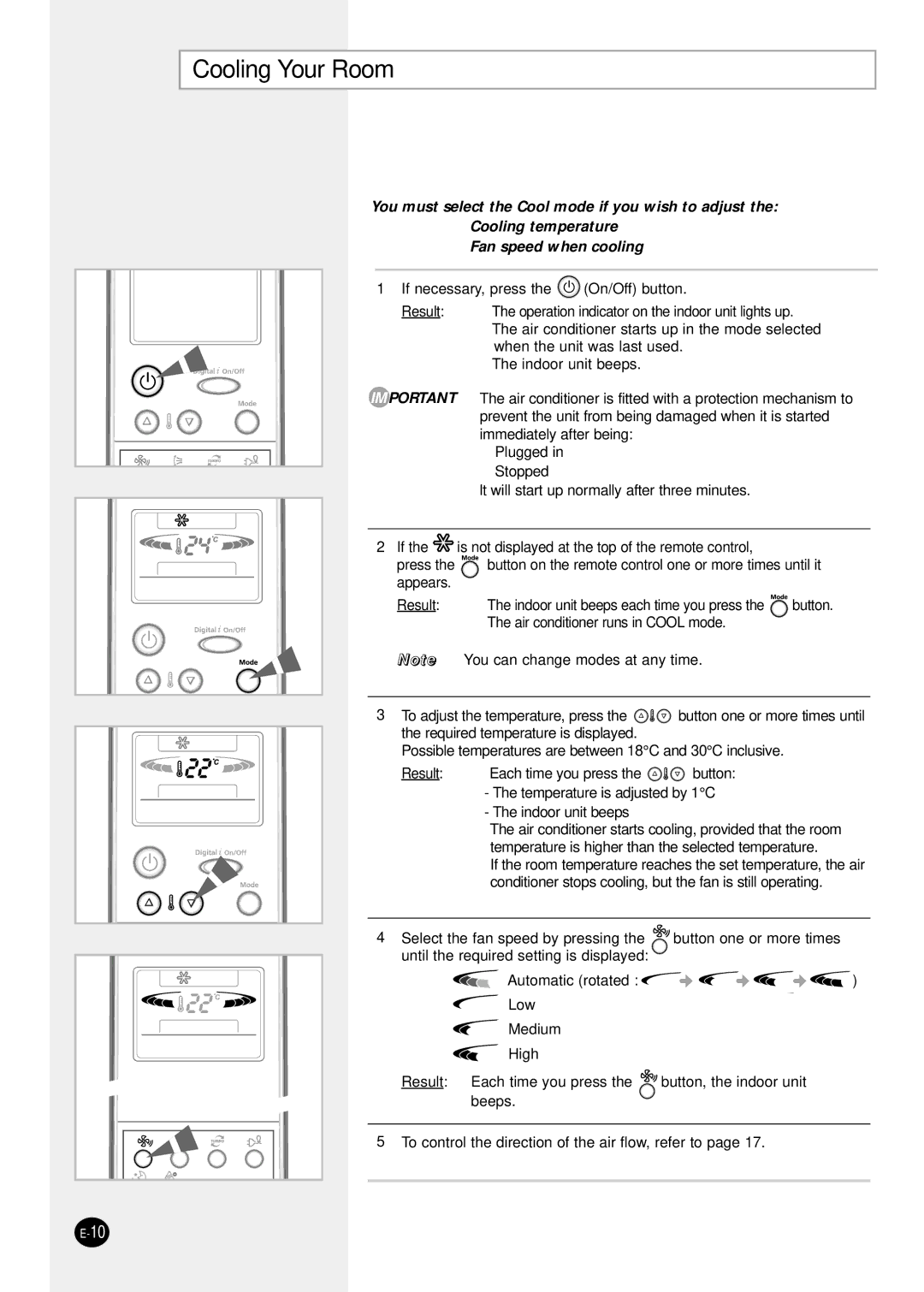 Samsung SH24TP6 manual Cooling Your Room 