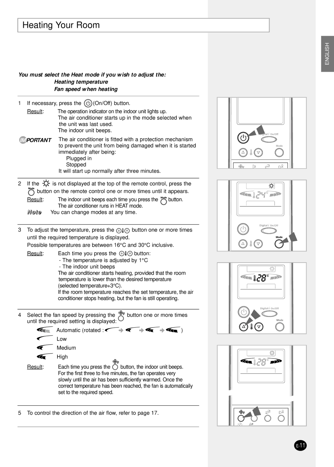 Samsung SH24TP6 manual Heating Your Room 