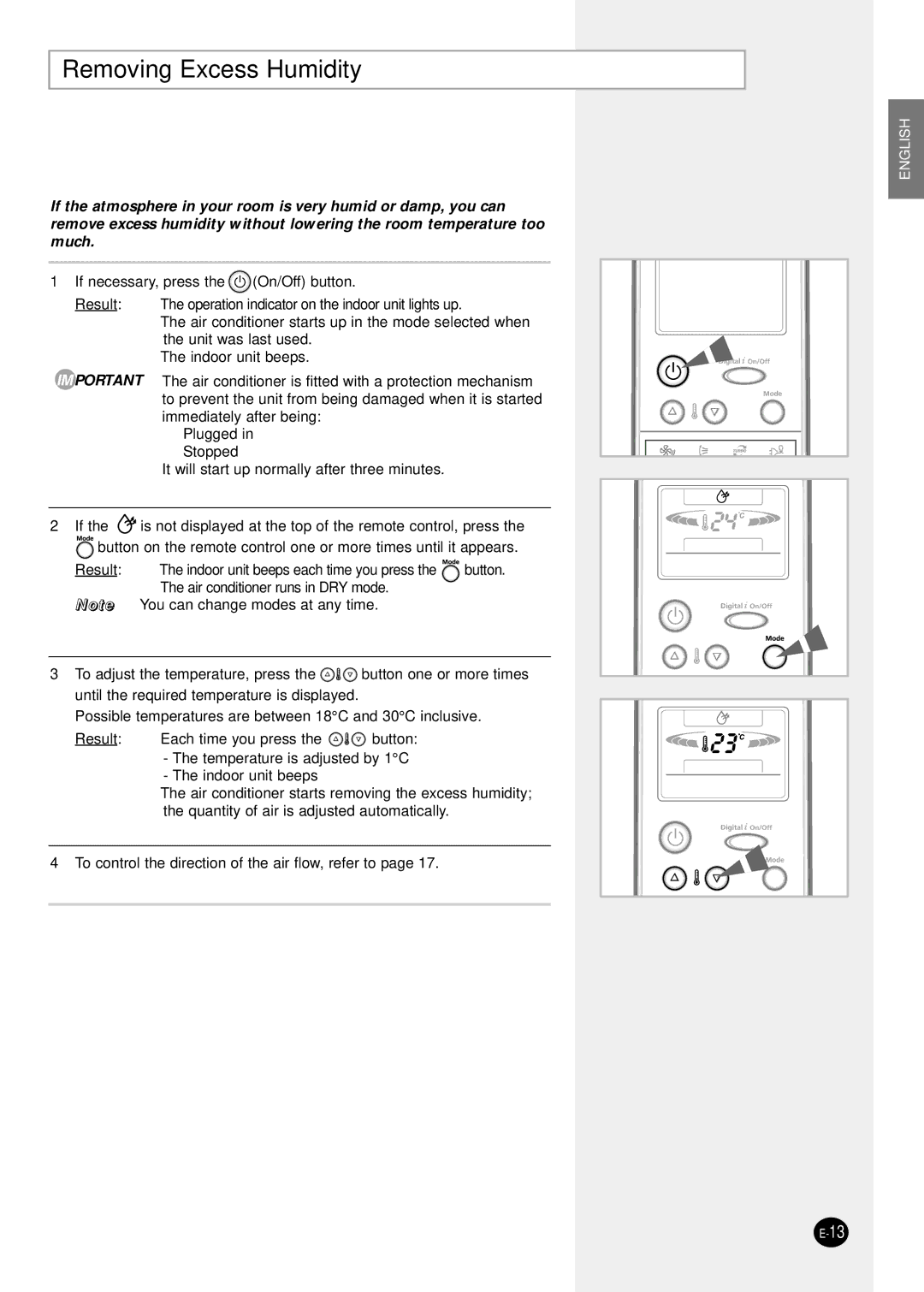 Samsung SH24TP6 manual Removing Excess Humidity 