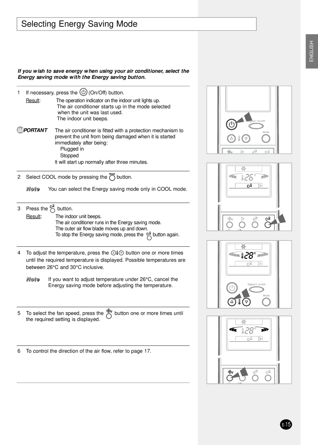 Samsung SH24TP6 manual Selecting Energy Saving Mode 