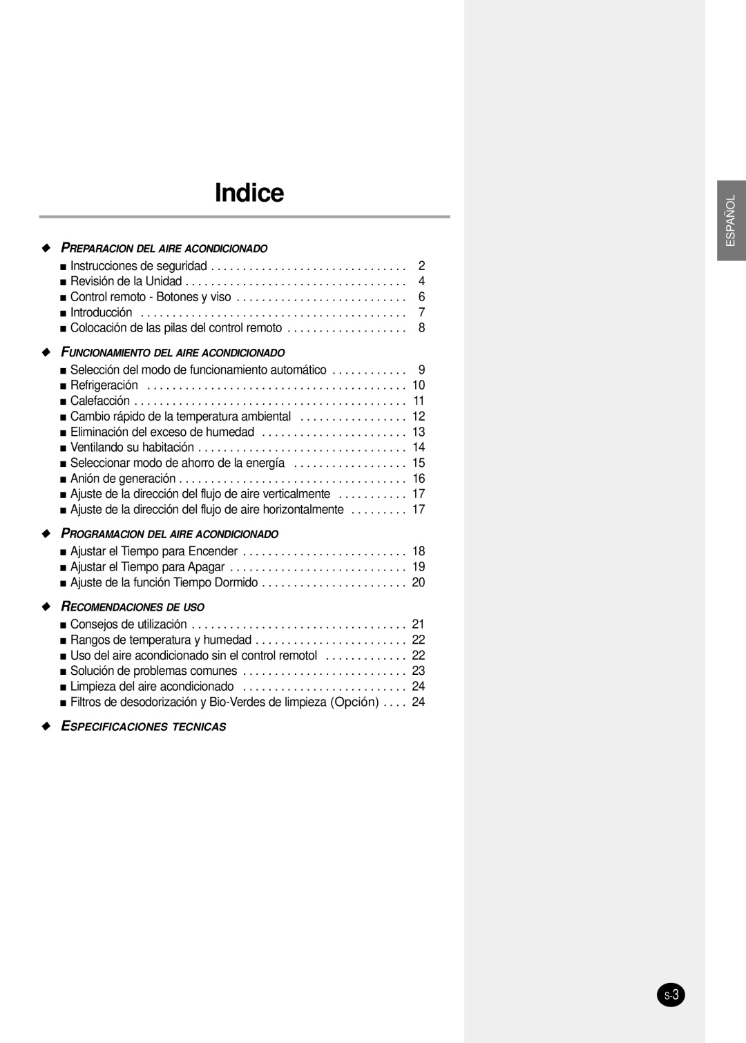 Samsung SH24TP6 manual Indice 