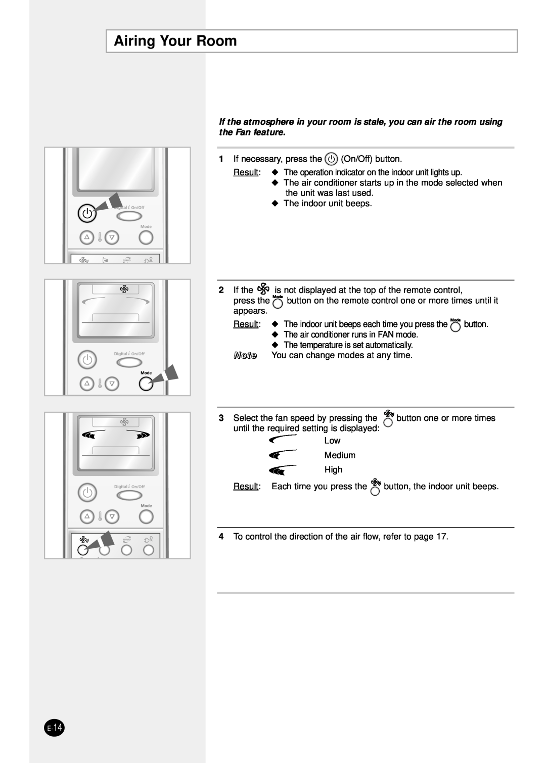 Samsung SH24TP6 manual Airing Your Room, E-14 