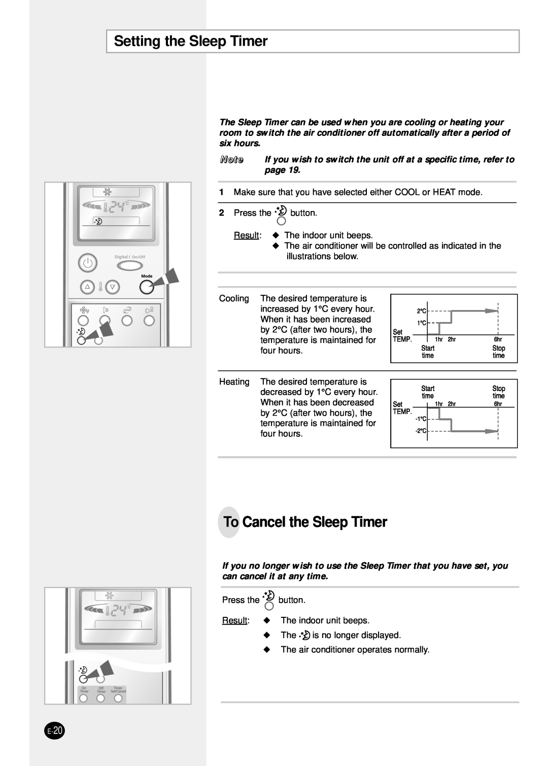 Samsung SH24TP6 manual Setting the Sleep Timer, To Cancel the Sleep Timer, page 