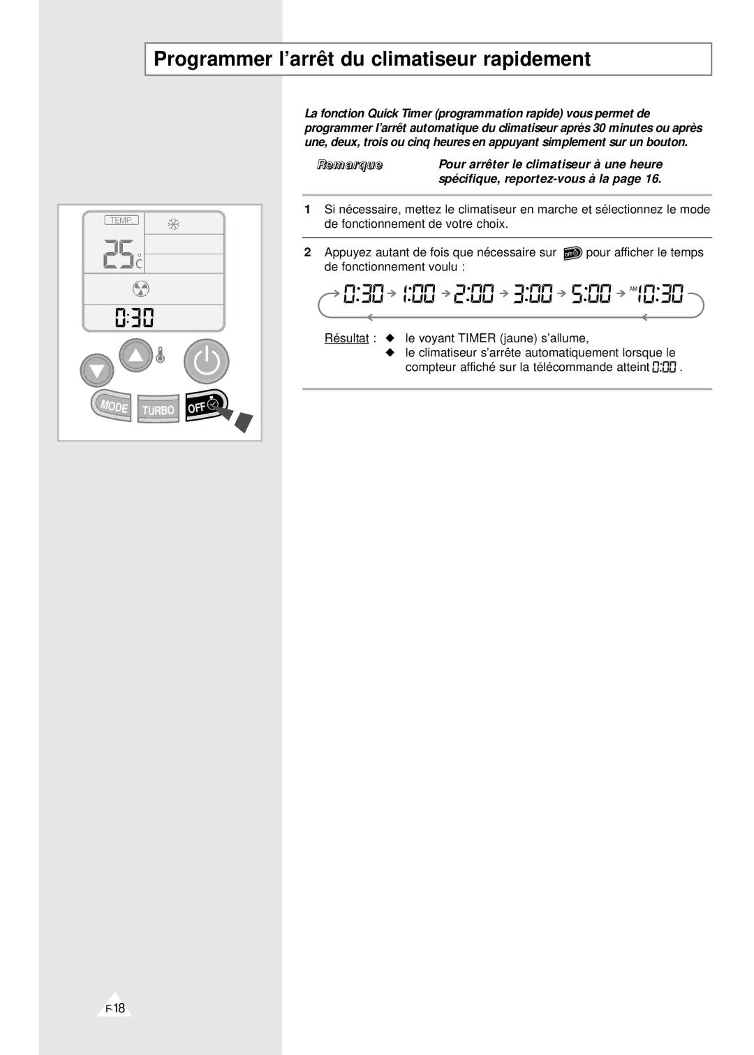 Samsung XSH18ZV/XEF, XSH24ZV/XEF manual Programmer l’arrêt du climatiseur rapidement, Ode 