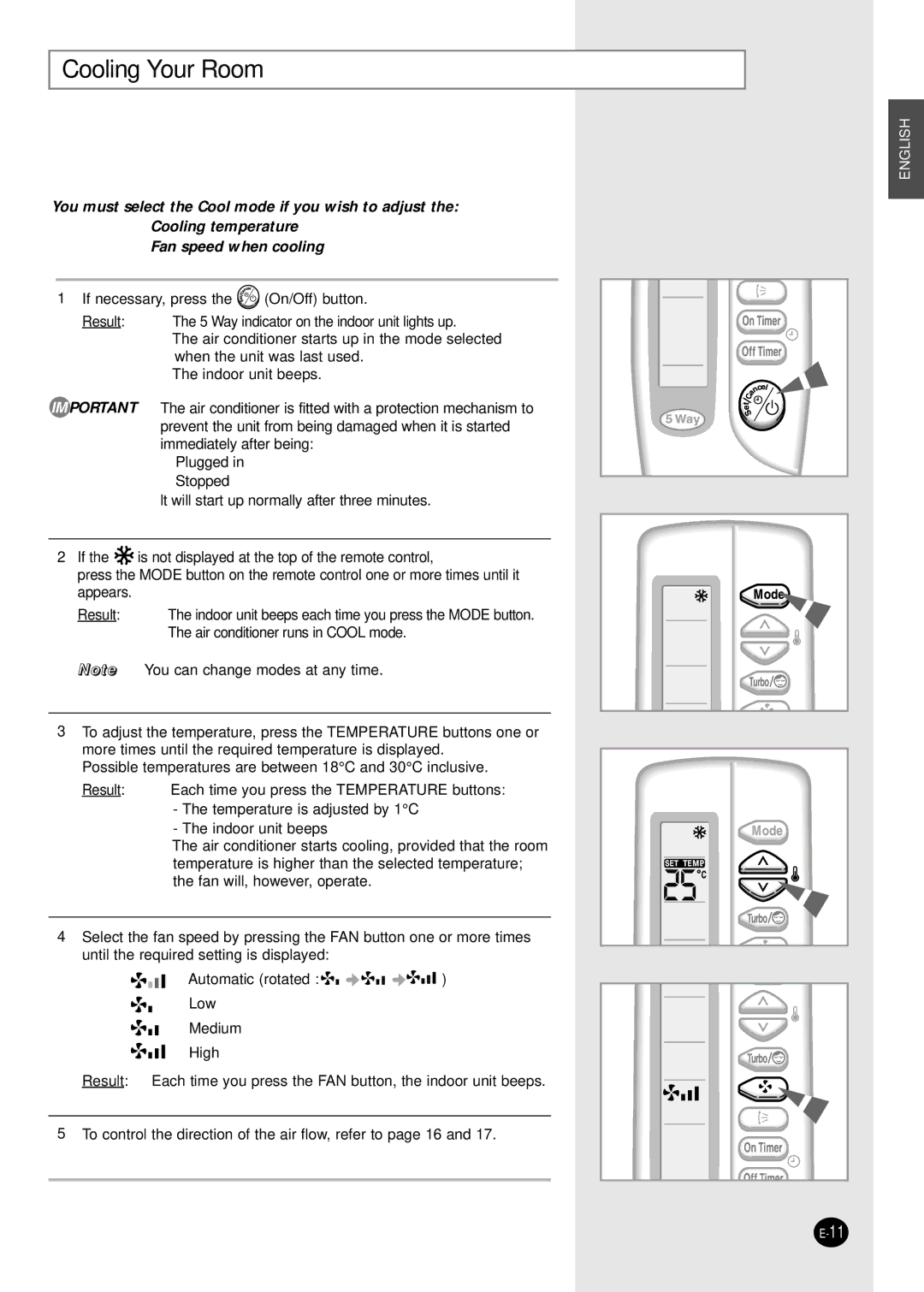 Samsung SH30ZC2D/XFO, SH30ZC2D/SER manual Cooling Your Room 