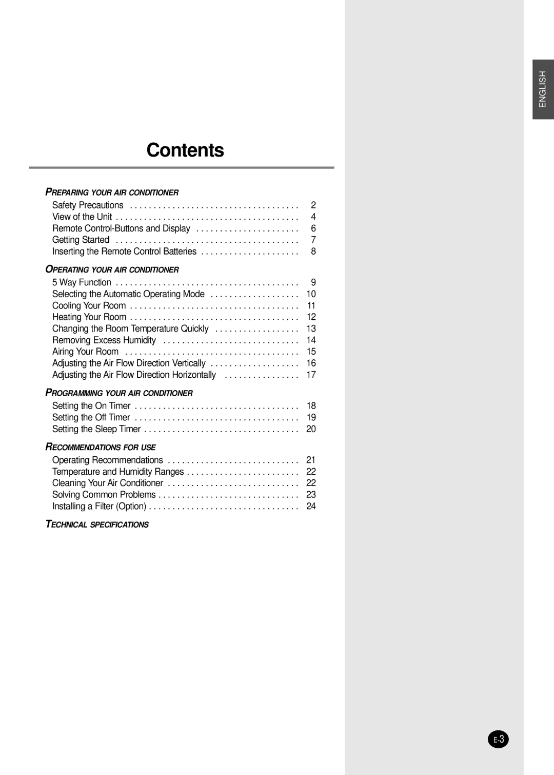 Samsung SH30ZC2D/XFO manual Contents 