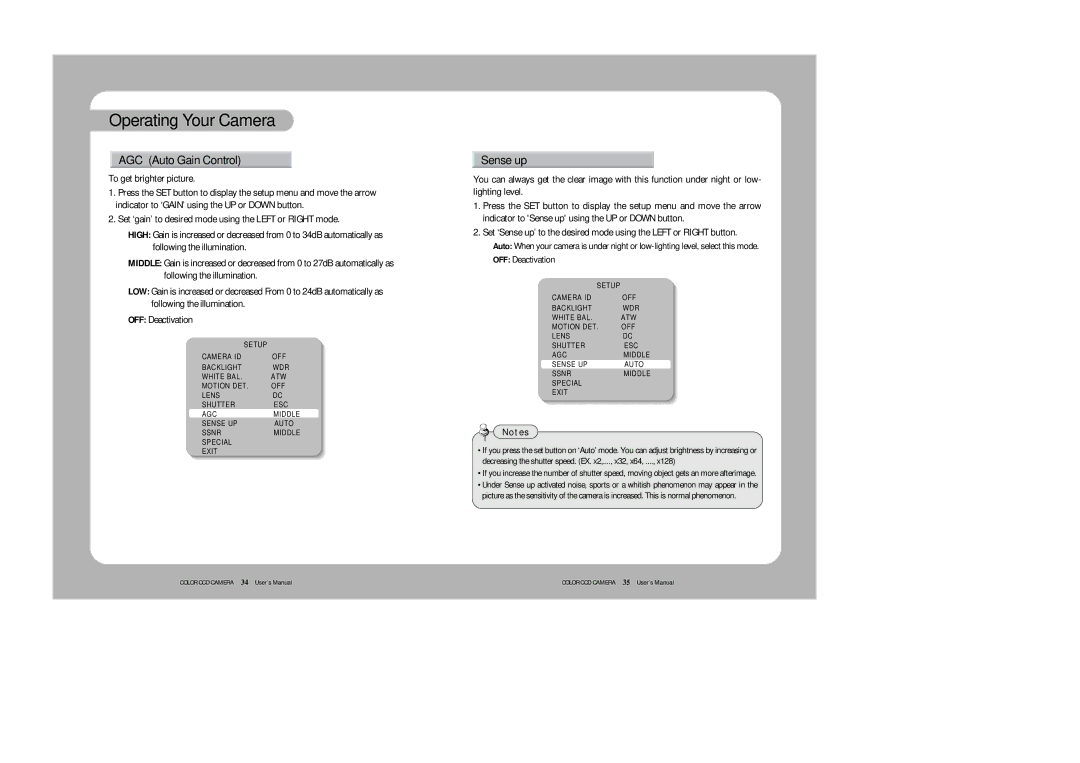 Samsung SHC-730N/P instruction manual AGC Auto Gain Control, Sense up 