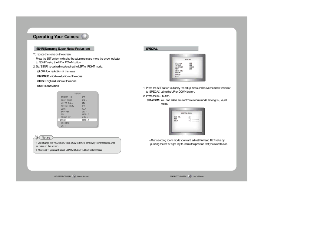 Samsung SHC-730N/P instruction manual SSNRSamsung Super Noise Reduction, Special 