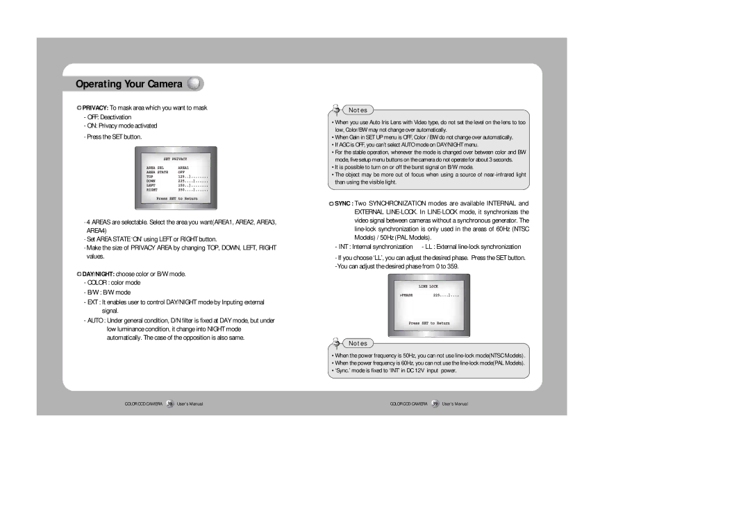 Samsung SHC-730N/P instruction manual ‘Sync.’ mode is fixed to ‘INT’ in DC 12V input power 