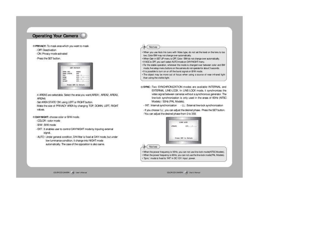 Samsung SHC-730N/P instruction manual ‘Sync.’ mode is fixed to ‘INT’ in DC 12V input power 