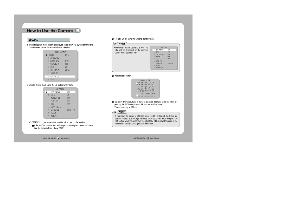 Samsung SHC-735 user manual Special, Set it to ‘ON’ by using the Left and Right buttons, Press the SET button 