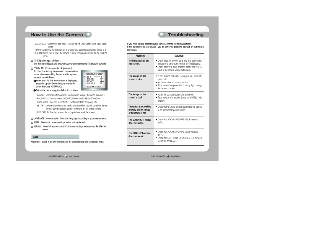 Samsung SHC-735 user manual Troubleshooting, Exit 