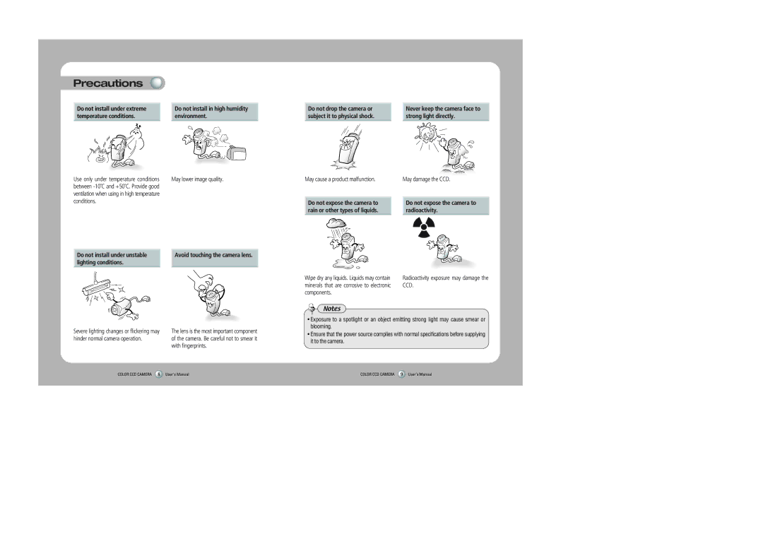 Samsung SHC-735 user manual Do not install in high humidity environment, Do not install under unstable, Lighting conditions 