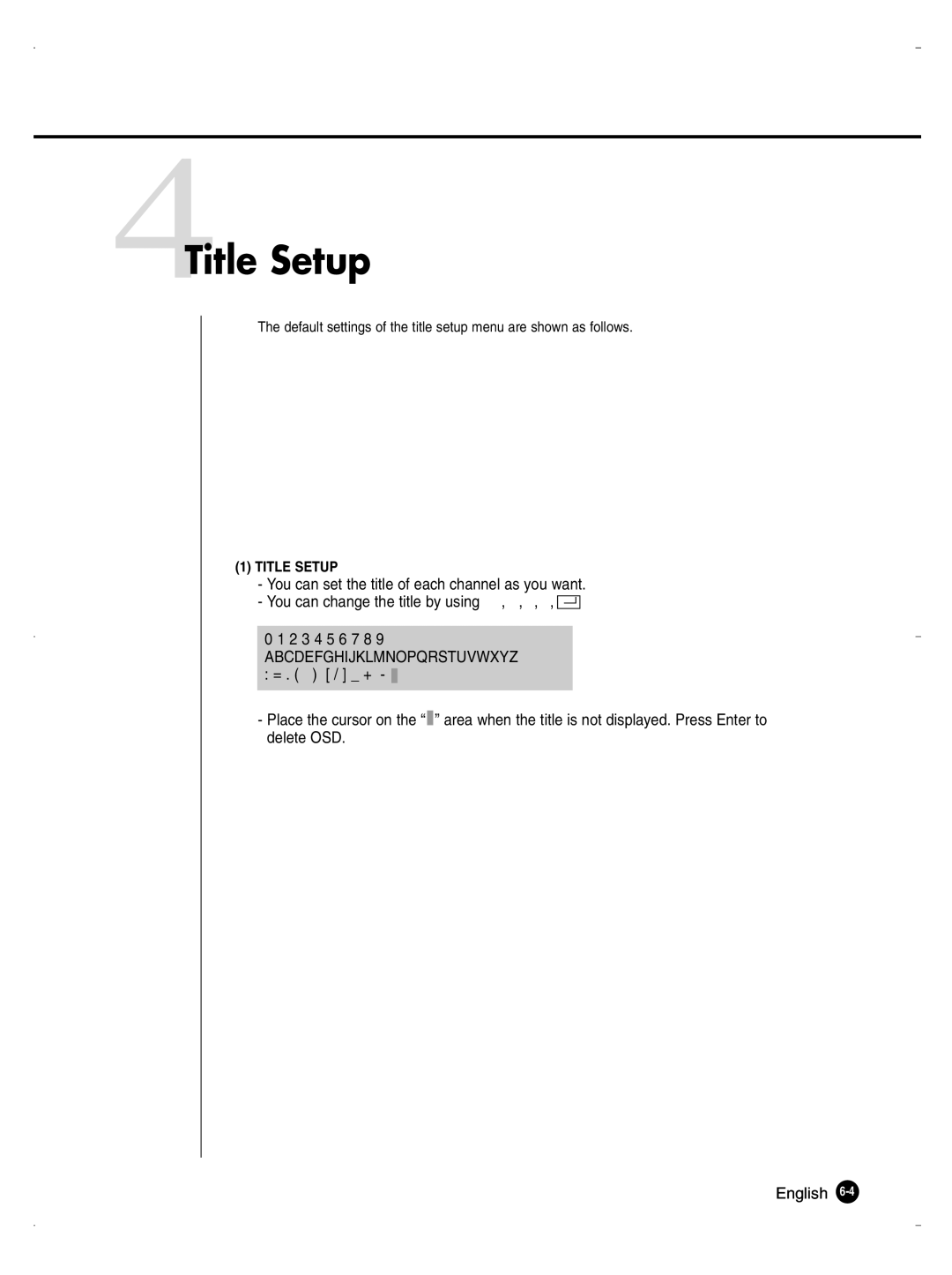 Samsung SHR-1040K user manual 4Title Setup 