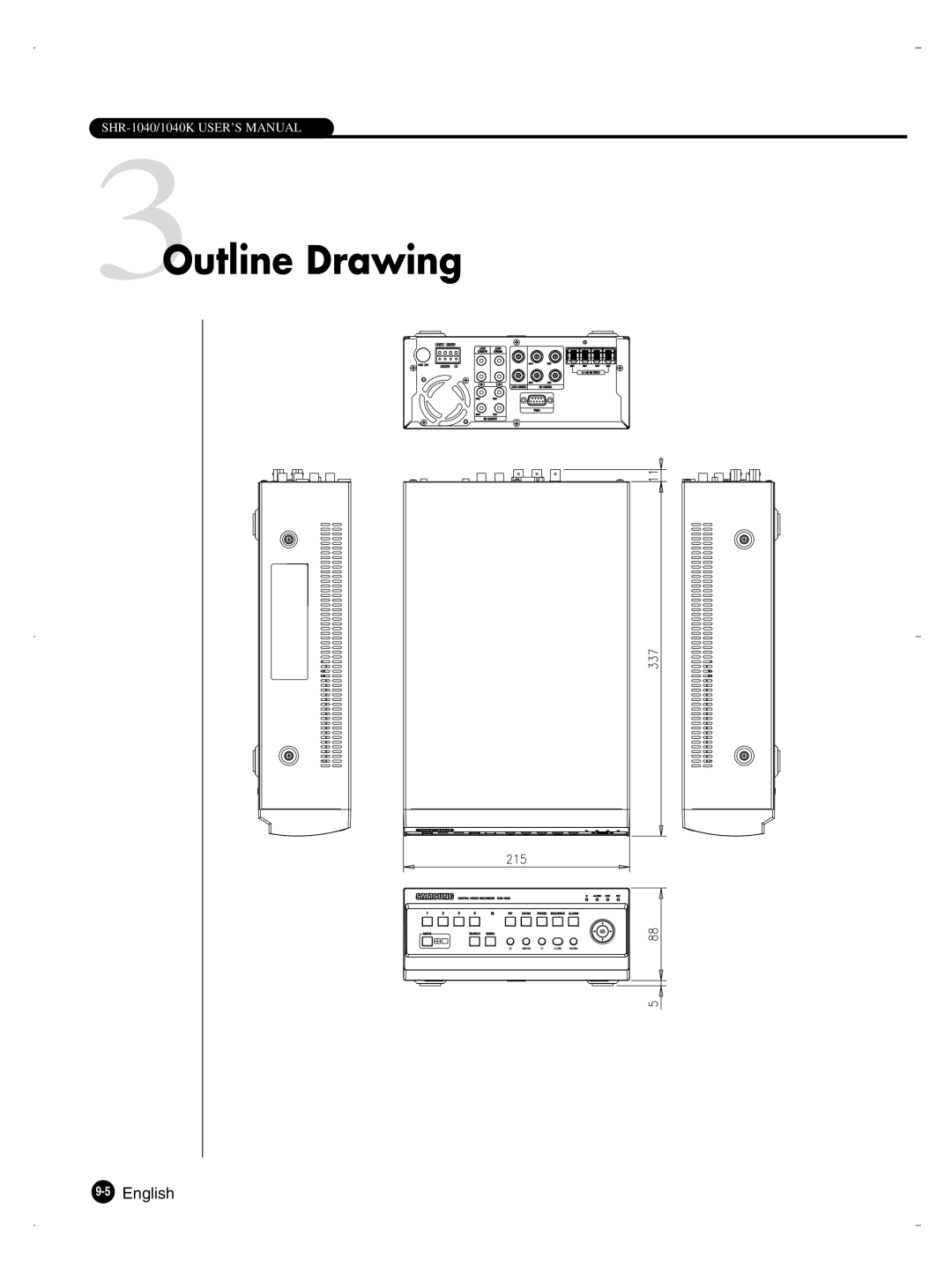 Samsung SHR-1040K user manual 3Outline Drawing 