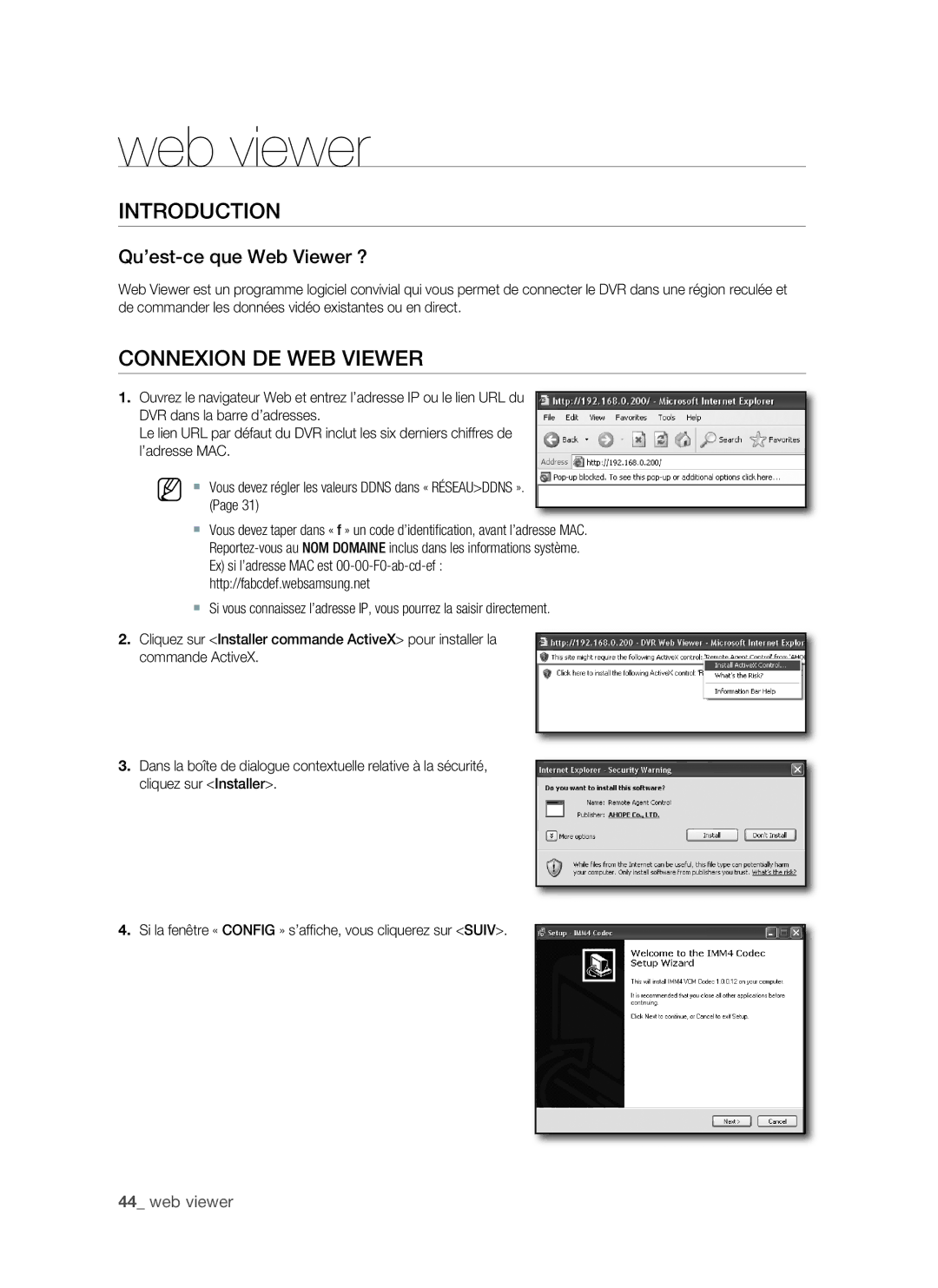 Samsung SHR-1041, VKKF011NEX user manual ConnEXIon DE wEB VIEwER, Qu’est-ce que web Viewer ? 