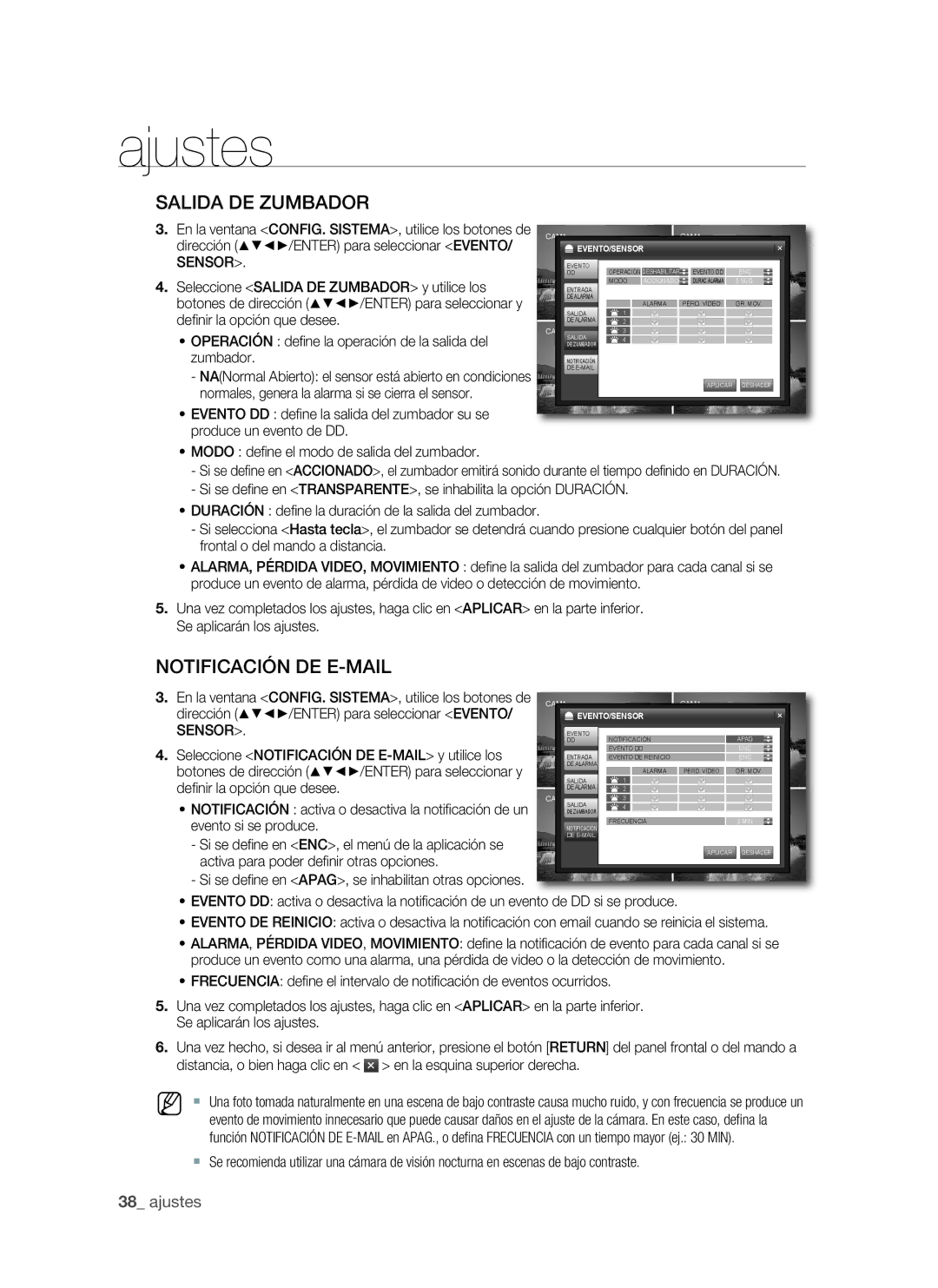 Samsung SHR-1041, VKKF011NEX SAlIdA dE ZUMBAdOR, NOTIFICACIón dE E-MAIl, MOdO defi ne el modo de salida del zumbador 