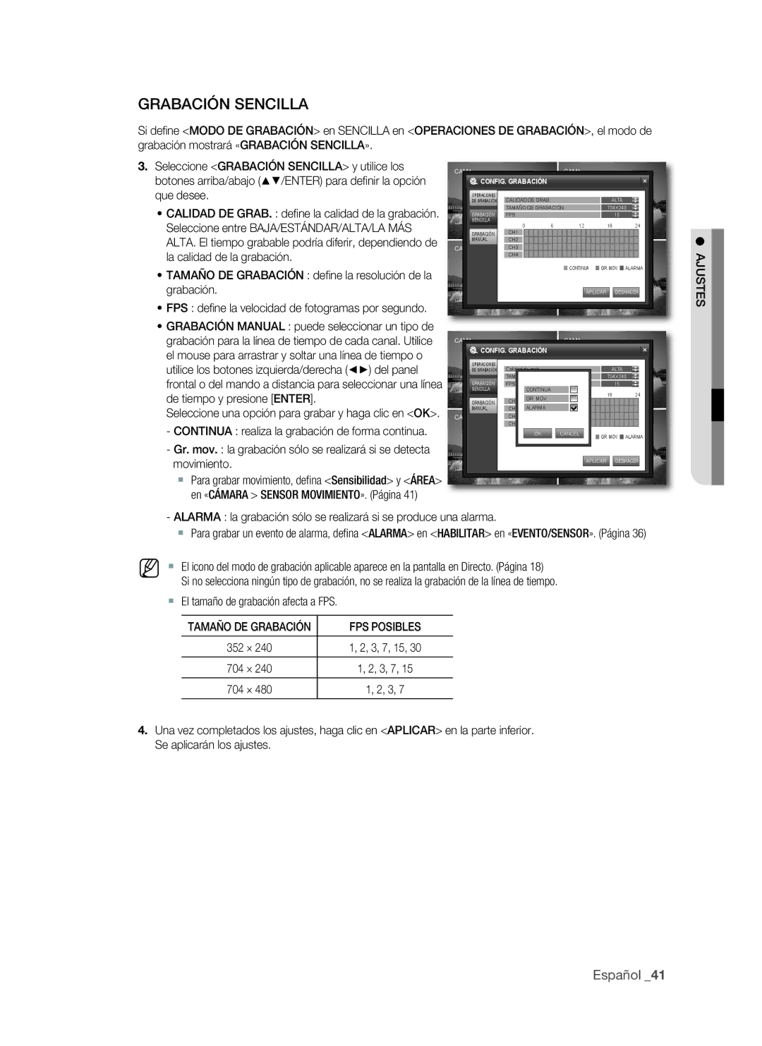 Samsung VKKF011NEX, SHR-1041 user manual GRABACIón SEnCIllA 