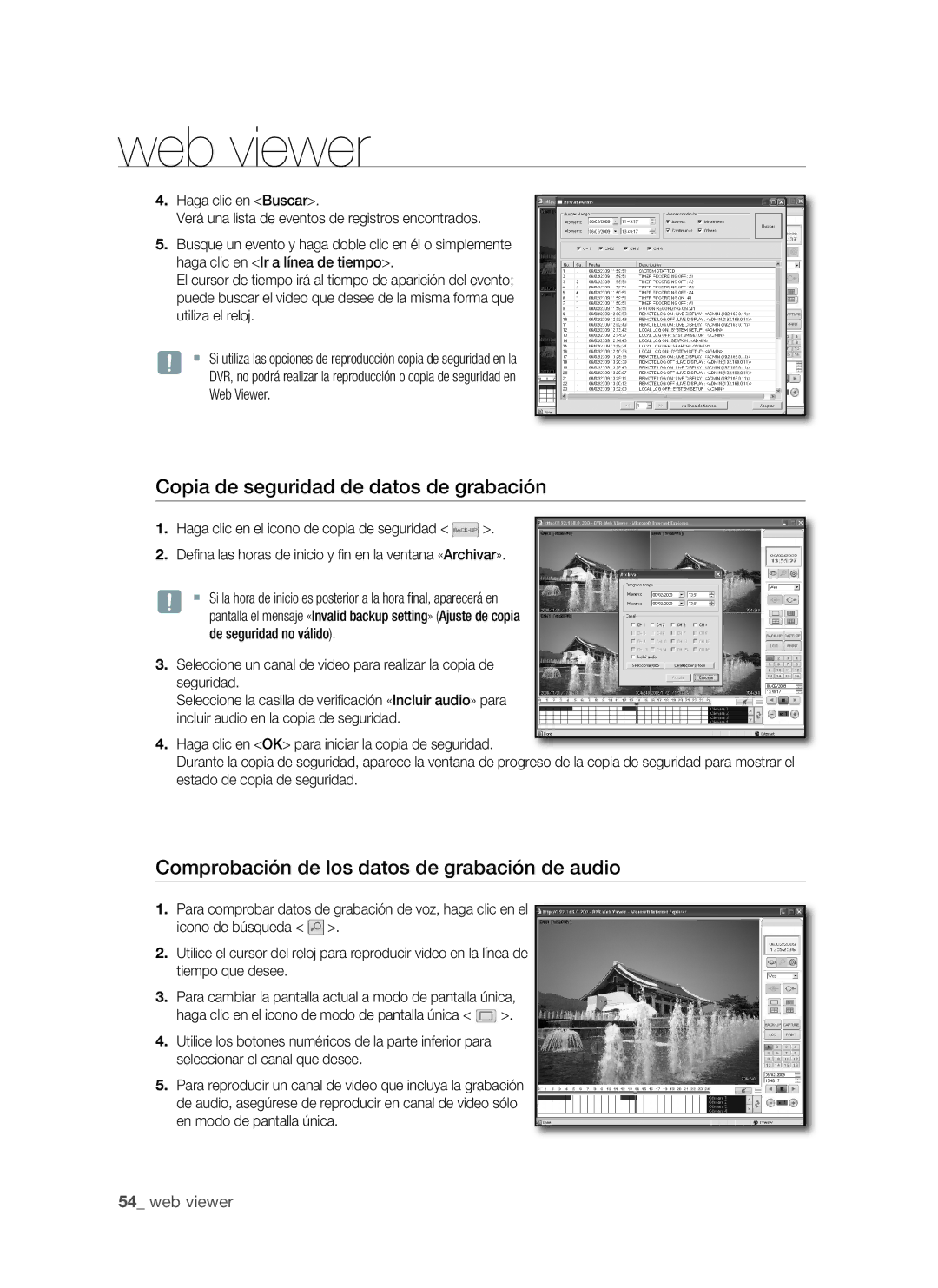 Samsung SHR-1041, VKKF011NEX Copia de seguridad de datos de grabación, Comprobación de los datos de grabación de audio 