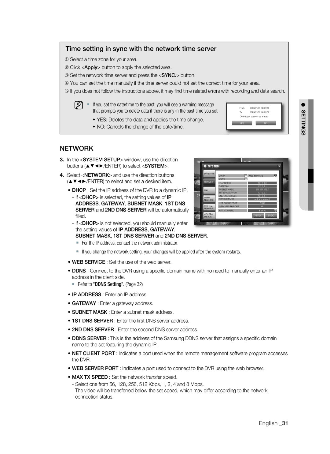 Samsung VKKF011NEX, SHR-1041 user manual Time setting in sync with the network time server, NetworK 