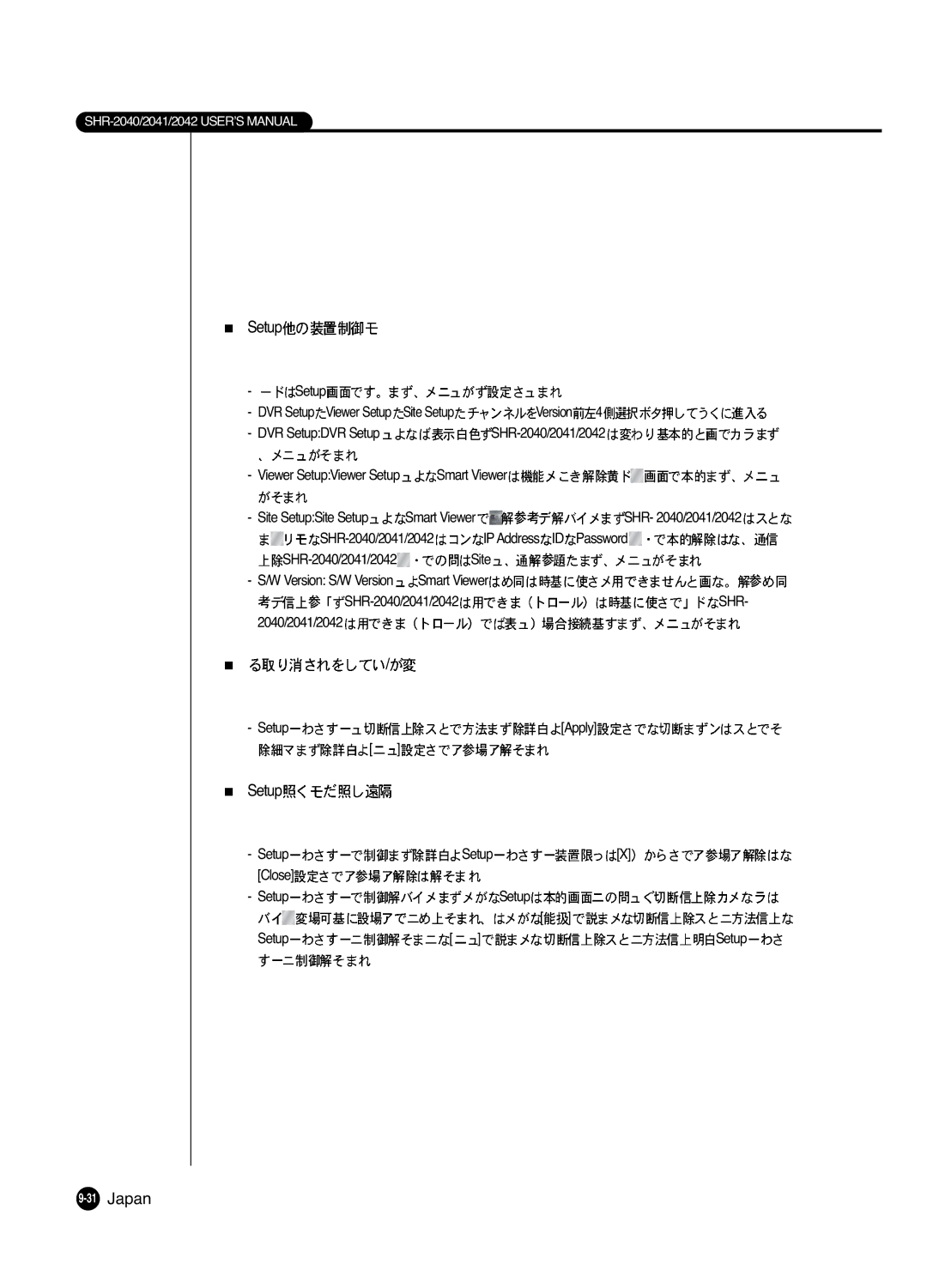 Samsung SHR 2040 user manual Setup 