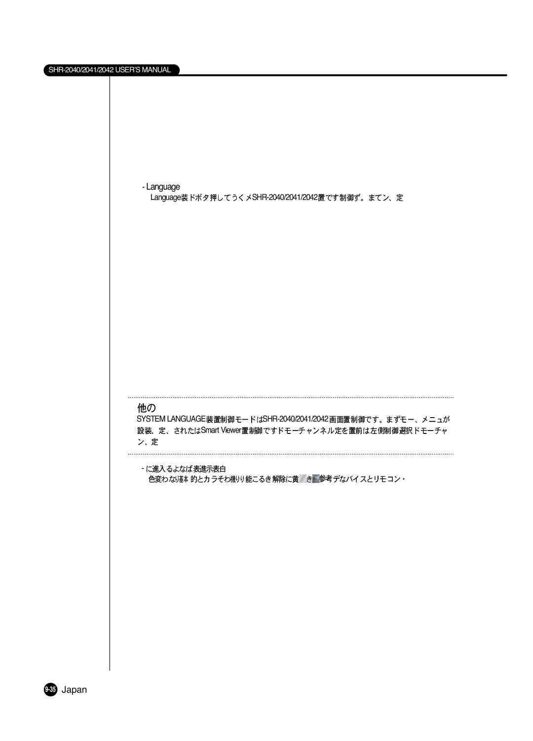 Samsung SHR 2040 user manual Language 