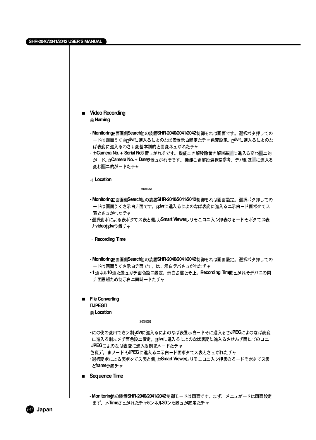 Samsung SHR 2040 user manual Video Recording, Sequence Time 