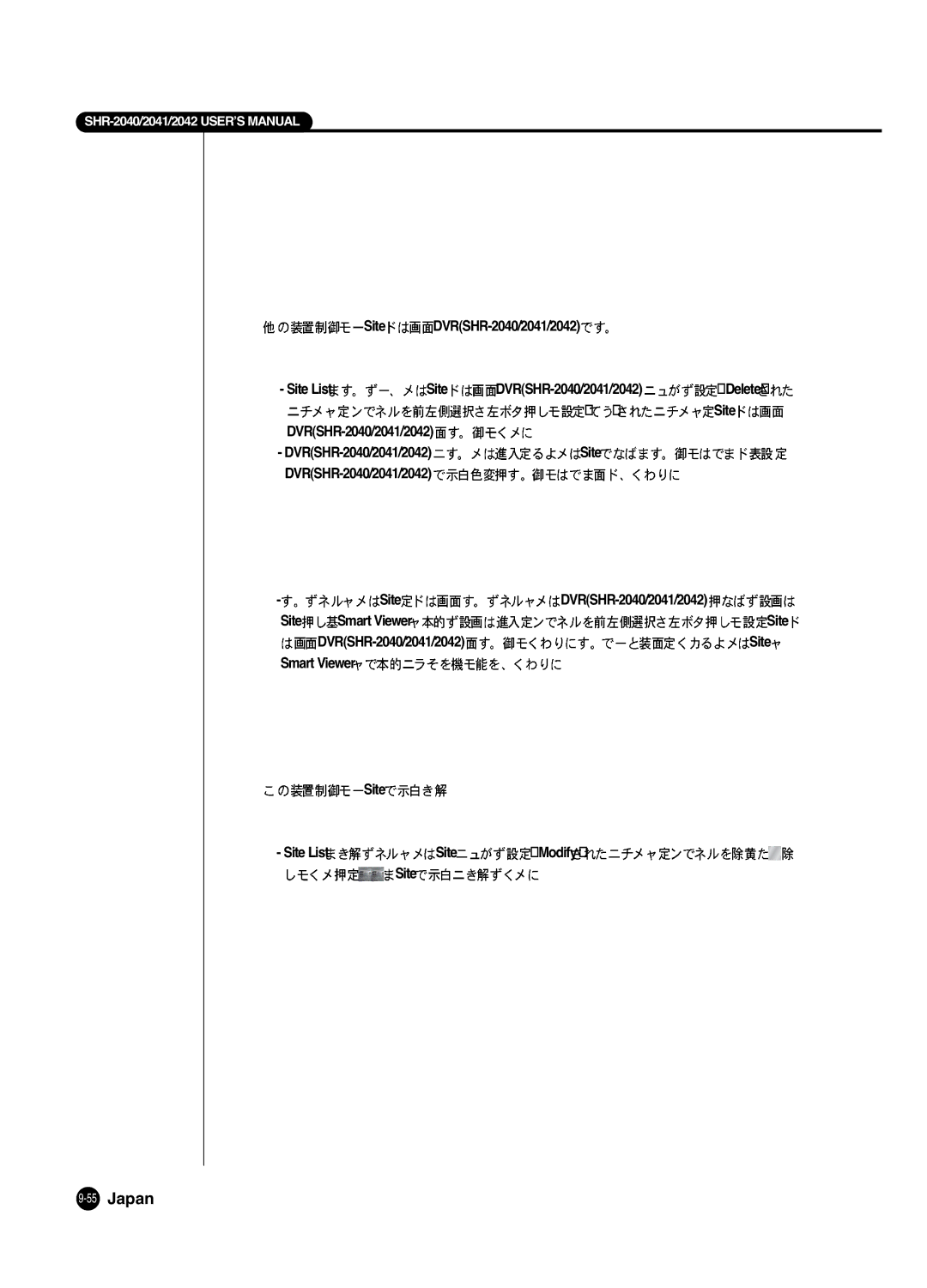 Samsung SHR 2040 user manual Site 