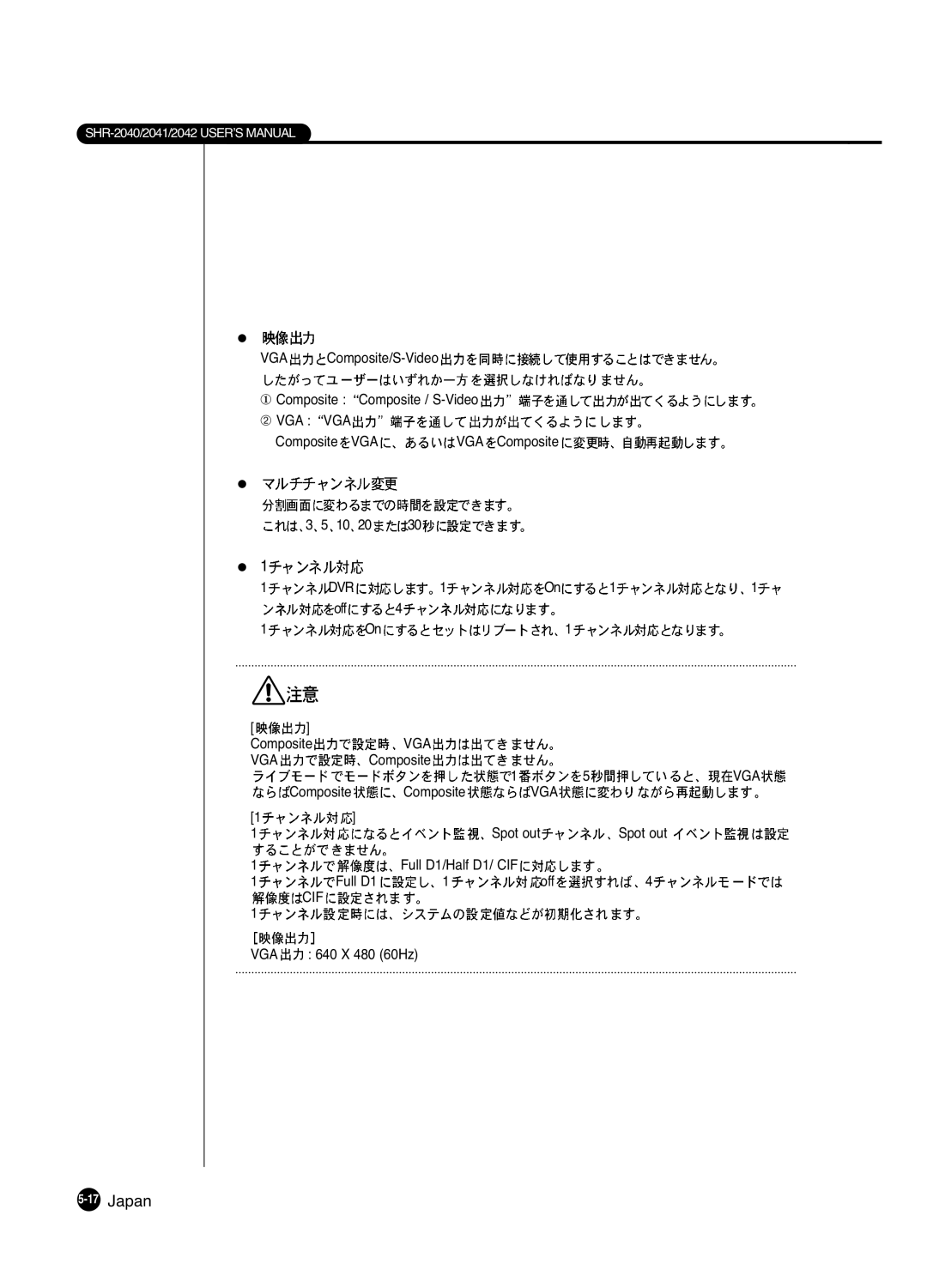 Samsung SHR 2040 user manual Vga 