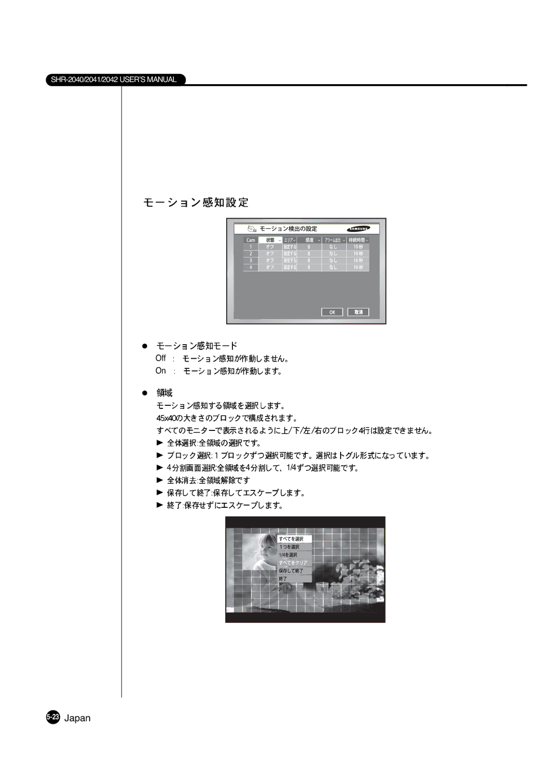 Samsung SHR 2040 user manual Off 1/4 