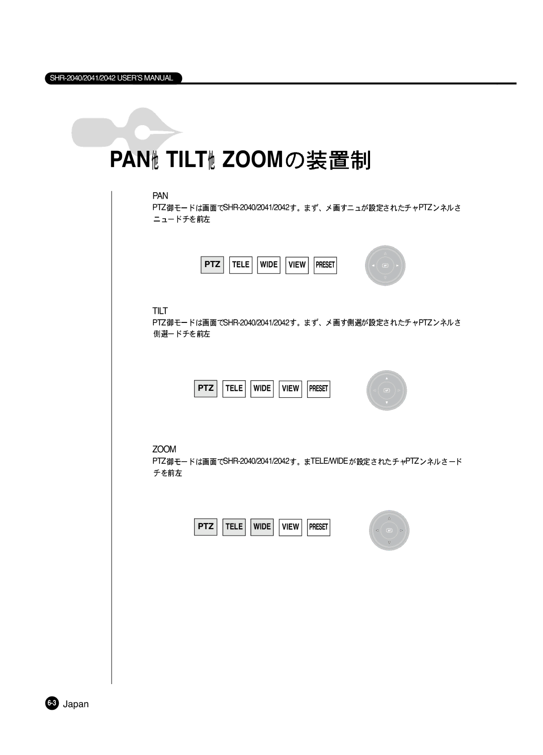 Samsung SHR 2040 user manual 2PAN Tilt Zoom 