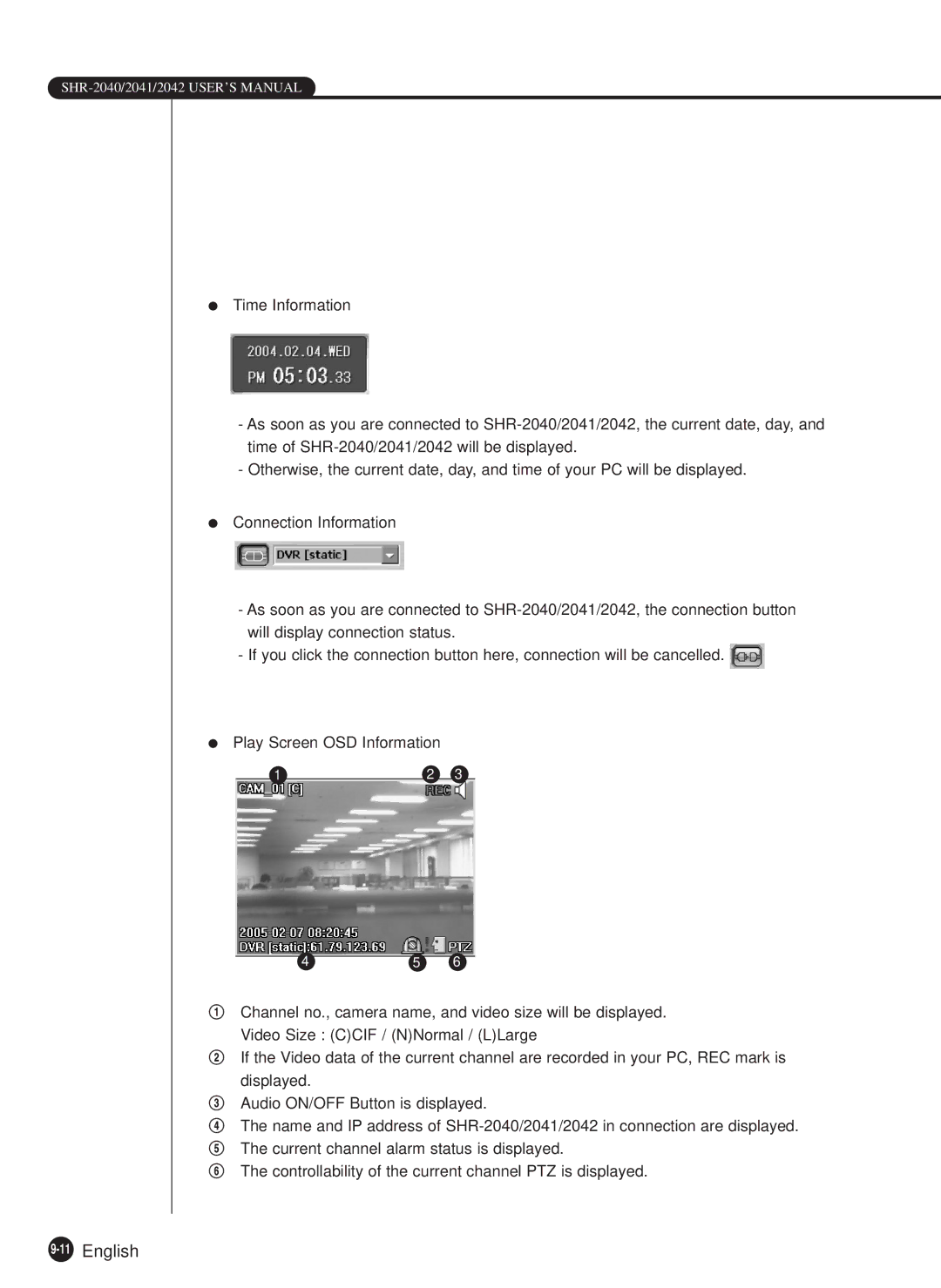 Samsung SHR-2040N, SHR-2040P manual 11English 