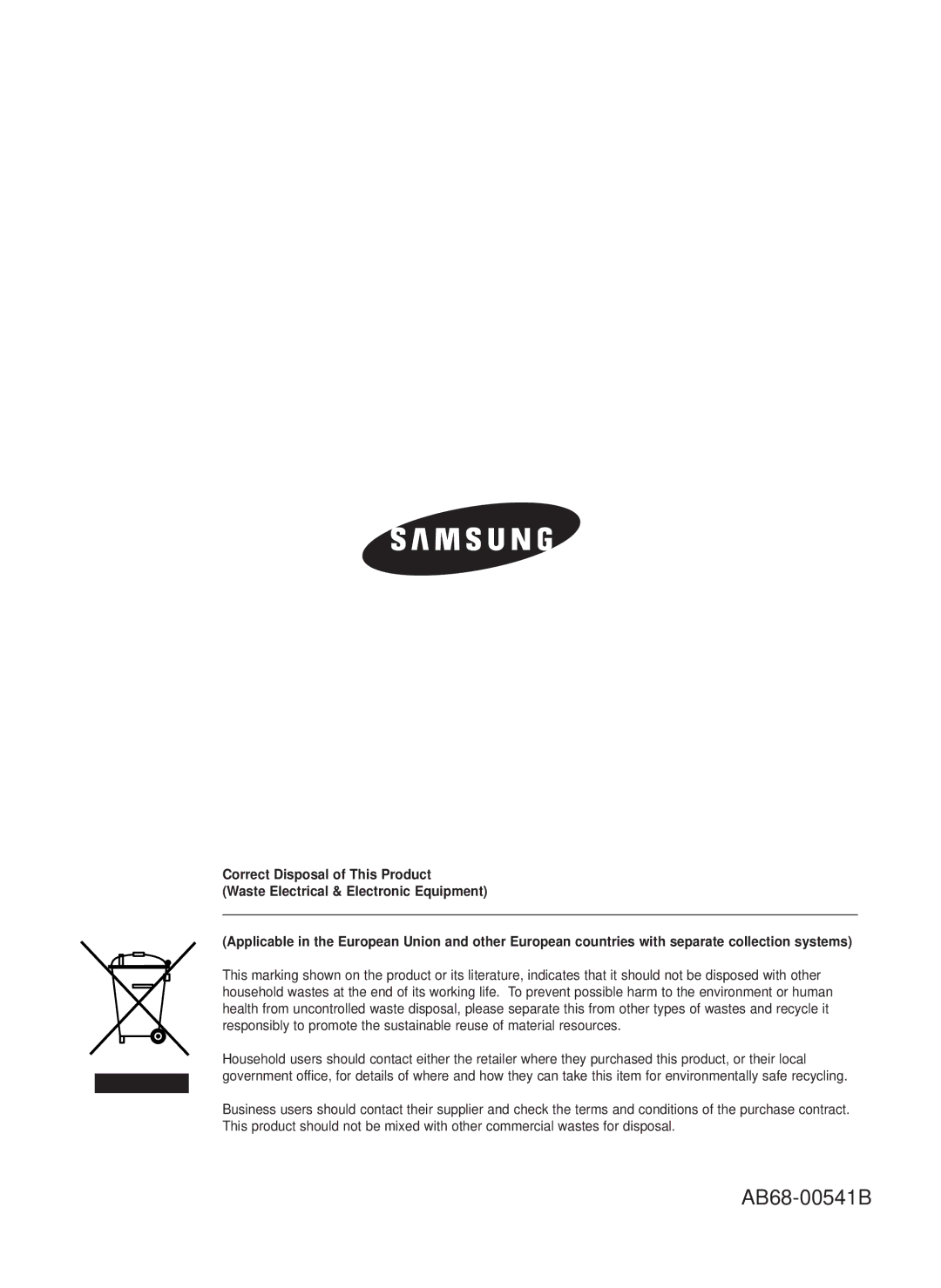 Samsung SHR-2040P, SHR-2040N manual AB68-00541B 