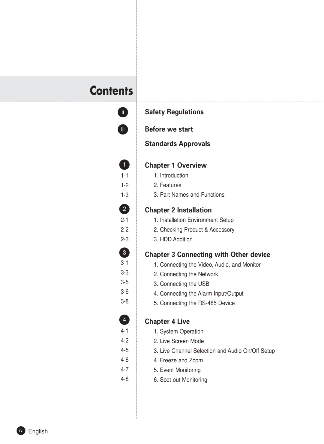 Samsung SHR-2040P, SHR-2040N manual Contents 