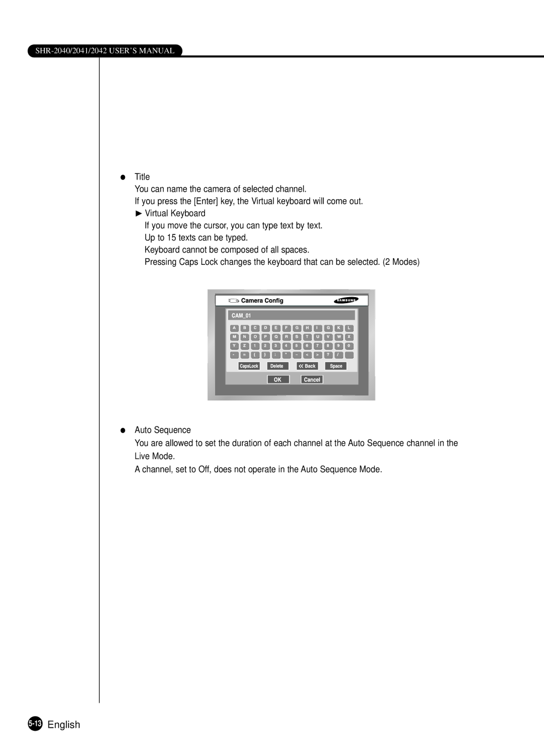 Samsung SHR-2040P, SHR-2040N manual 13English 