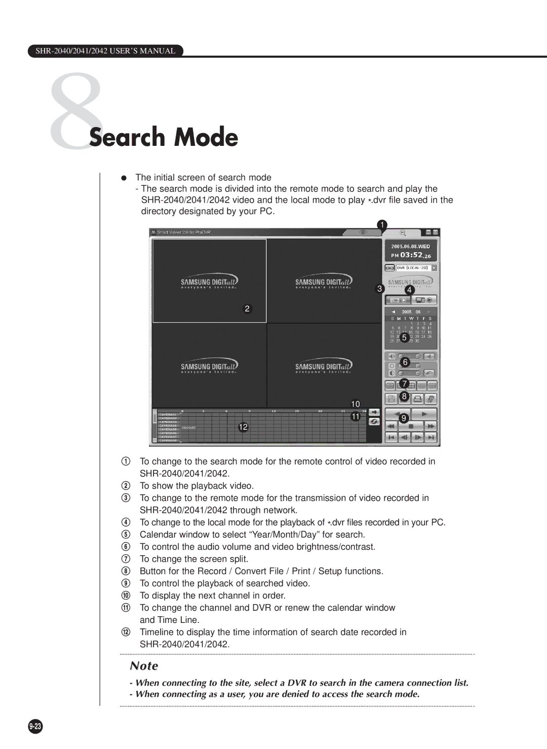 Samsung SHR-2042P, SHR-2040P/GAR, SHR-2040PX, SHR-2040P/XEC manual 8Search Mode 