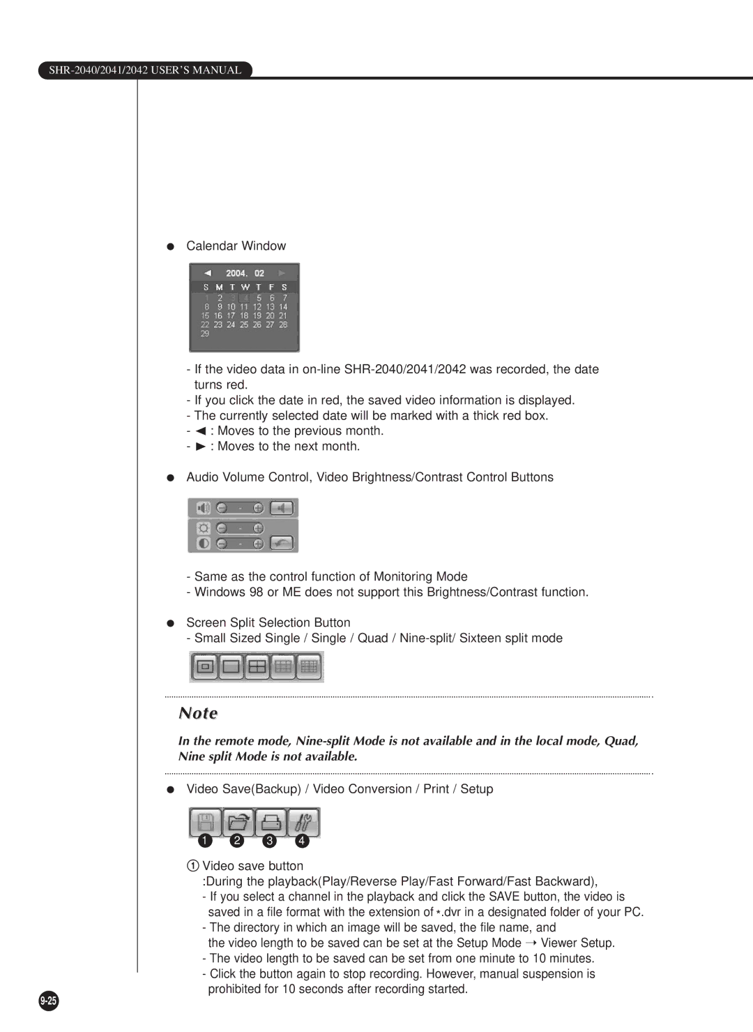 Samsung SHR-2040P/XEC, SHR-2040P/GAR, SHR-2042P, SHR-2040PX manual SHR-2040/2041/2042 USER’S Manual 