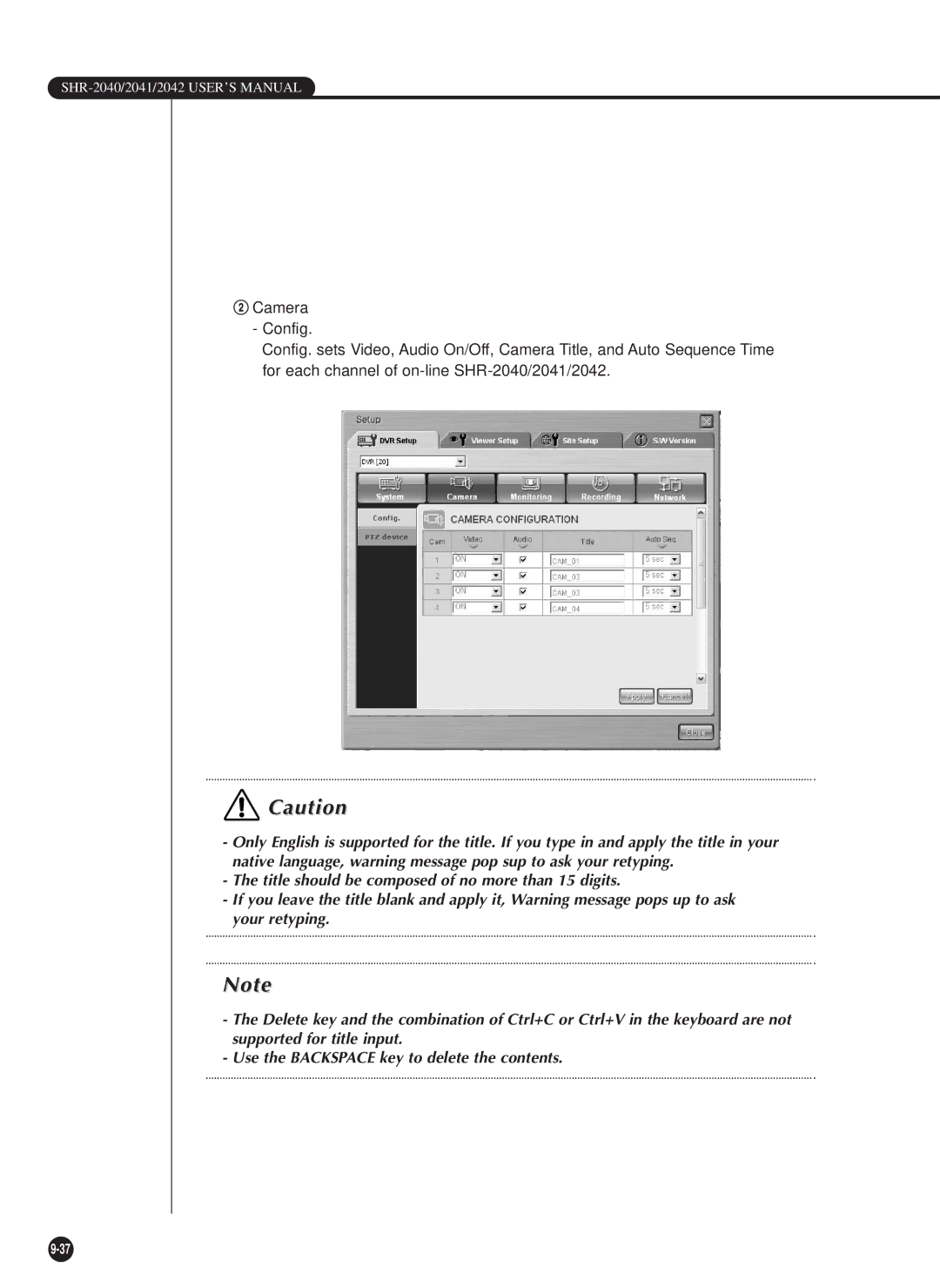 Samsung SHR-2040P/GAR, SHR-2042P, SHR-2040PX, SHR-2040P/XEC manual SHR-2040/2041/2042 USER’S Manual 