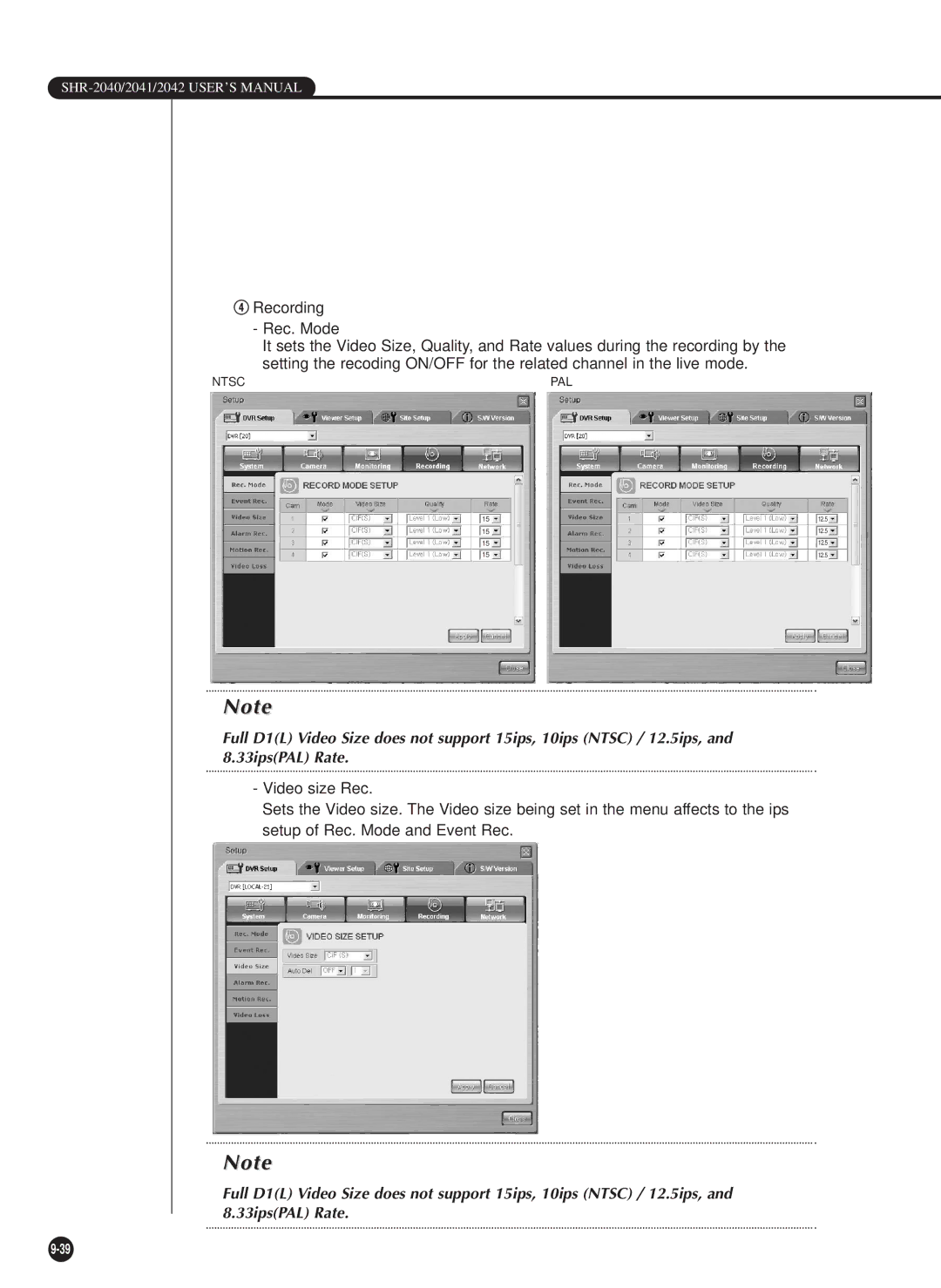 Samsung SHR-2040PX, SHR-2040P/GAR, SHR-2042P, SHR-2040P/XEC manual Ntsc 