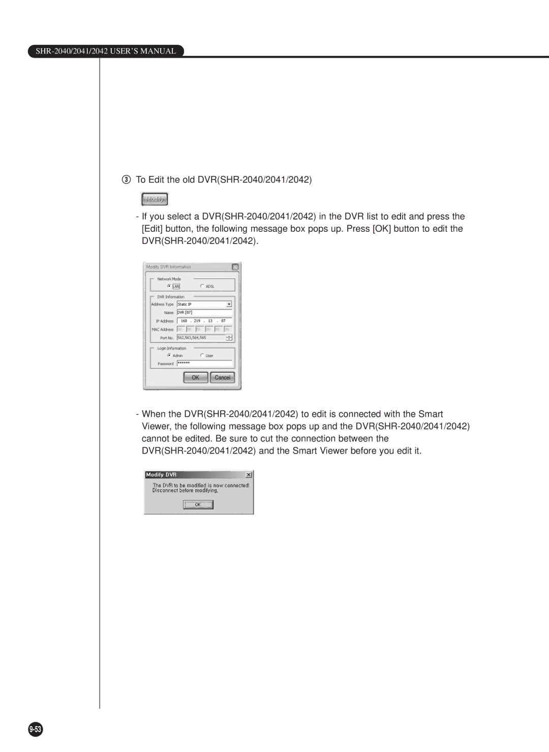 Samsung SHR-2042P, SHR-2040P/GAR, SHR-2040PX, SHR-2040P/XEC manual SHR-2040/2041/2042 USER’S Manual 