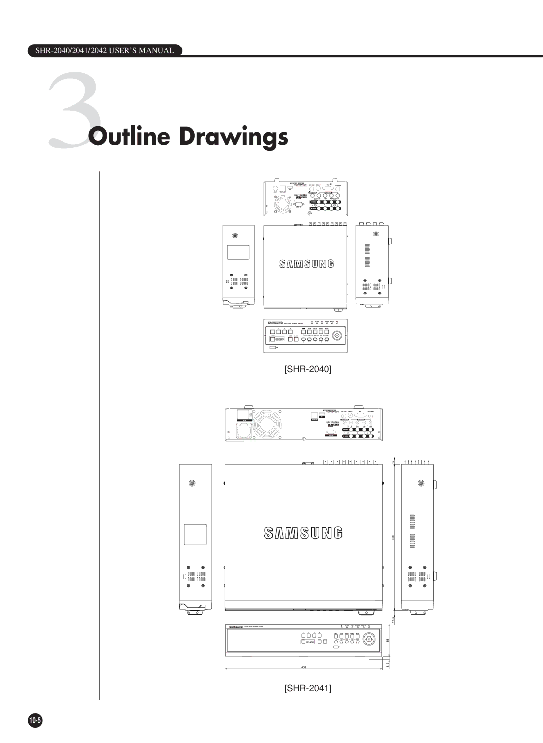 Samsung SHR-2040P/XEC, SHR-2040P/GAR, SHR-2042P, SHR-2040PX manual 3Outline Drawings 