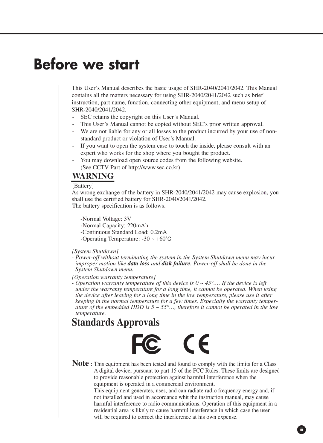 Samsung SHR-2040PX, SHR-2040P/GAR, SHR-2042P, SHR-2040P/XEC manual Before we start 